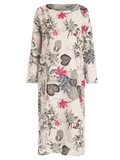 Trendy Floral Print Long Sleeve Slit Dress