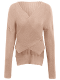 Trendy Drop Shoulder Plain Wrap Sweater
