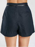 Fashion High Waisted Belted Lined Shorts