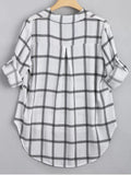 Chic V Neck Checked High Low Blouse