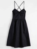 Pretty Open Back Criss Cross Ruched Cami Dress