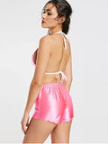 Halter Backless Cropped Top and Shorts
