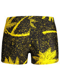 Trendy Leaf Print Swim Trunks