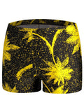 Trendy Leaf Print Swim Trunks