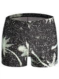 Trendy Leaf Print Swim Trunks