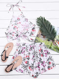 Halter Floral Crop Top with Shorts