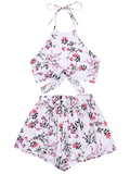 Halter Floral Crop Top with Shorts