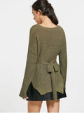 Trendy Drop Shoulder Plain Wrap Sweater