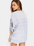 Pretty Gathered Checked High Low Blouse