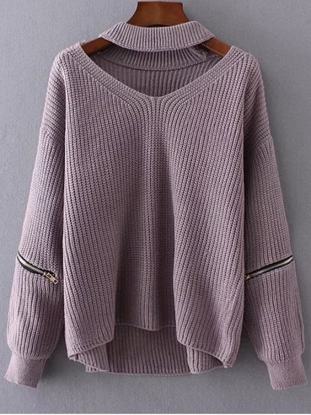 Fashion Cut Out Chunky Choker Sweater