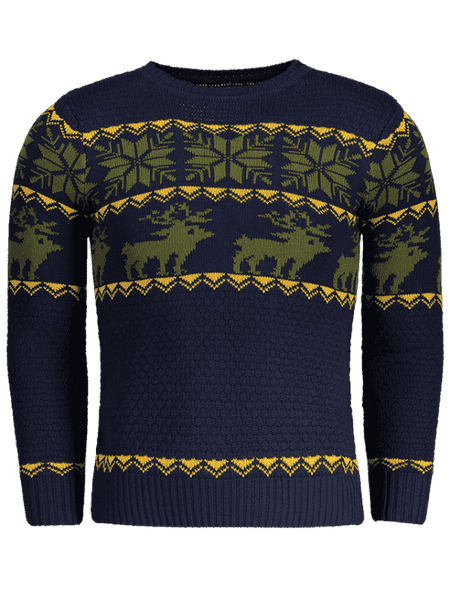 Trendy Crew Neck Jacquard Sweater