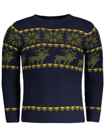 Trendy Crew Neck Jacquard Sweater