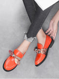 Trendy Stitching Bow PU Leather Flat Shoes