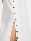Pretty Back-u Slit Side Buttoned Midi Dress