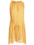 Cute Self Tie Ruffle Neck Chiffon Dress