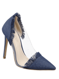 Fashion Stiletto Heel Fringe Denim Pumps