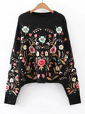Cute Oversized Floral Embroidered Sweater