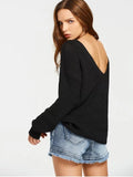 Trendy Back V Oversized Chunky Sweater