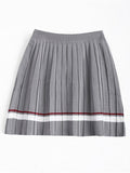 Fashion High Waist Striped Pleated Skirt