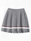 Fashion High Waist Striped Pleated Skirt