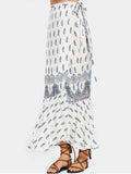 Trendy Printed Asymmetrical Wrap Maxi Skirt