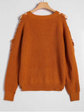 Trendy Side Slit Lace Up V Neck Sweater