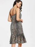 Trendy Flounces Leopard Swing Slip Dress