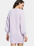 Fun Drop Shoulder Lantern Sleeve Sweater Dress
