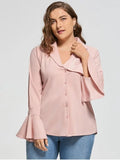 Gorgeous Plus Size Button Up Bell Long Sleeve Shirt