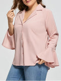 Gorgeous Plus Size Button Up Bell Long Sleeve Shirt