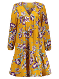 Chic Plunging Neck Empire Waist Floral Print Dress