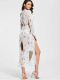 Stunning Leopard Print High Slit Chiffon Maxi Club Dress