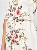 Gorgeous  Slip Floral Drawstring Waist Asymmetric Holiday Dress
