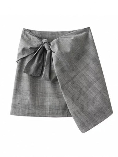 Cute Plaid Mini Wrap Skirt