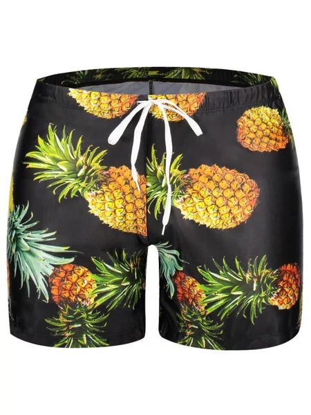 Fashion Pocket Pineapple Print Swim TrunksV