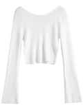 Fun Flare Sleeve Cropped V Neck Sweater