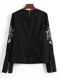 Stunning Zippered Floral Embroidered Blouse