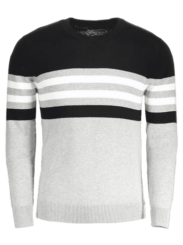 Trendy Crew Neck Striped Sweater