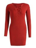 Fashion Fitted Lace Up Jumper Dress