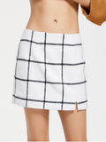 Stunning Slit Checked Mini Skirt