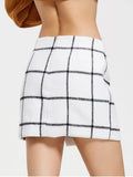 Stunning Slit Checked Mini Skirt