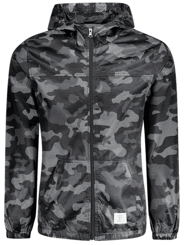 Fashion Patched Fishnet Camo Windbreaker
