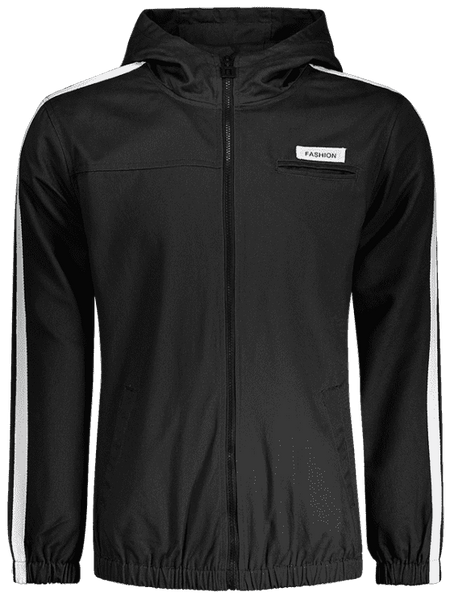 Pretty Graphic Patch Stripe Windbreaker Jacket