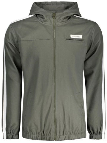 Trendy Graphic Patched Stripe Windbreaker Jacket