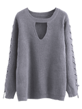 Fashion Lace Up Chunky Choker Sweater