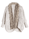 Gorgeous Faux Fur Trimmed Cable Knit Cardigan