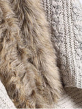 Gorgeous Faux Fur Trimmed Cable Knit Cardigan