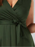 Cute V Neck High Low Plus Size Prom Dress