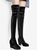 Trendy Pointed Toe Chunky Heel Over The Knee Boots