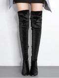 Trendy Pointed Toe Chunky Heel Over The Knee Boots